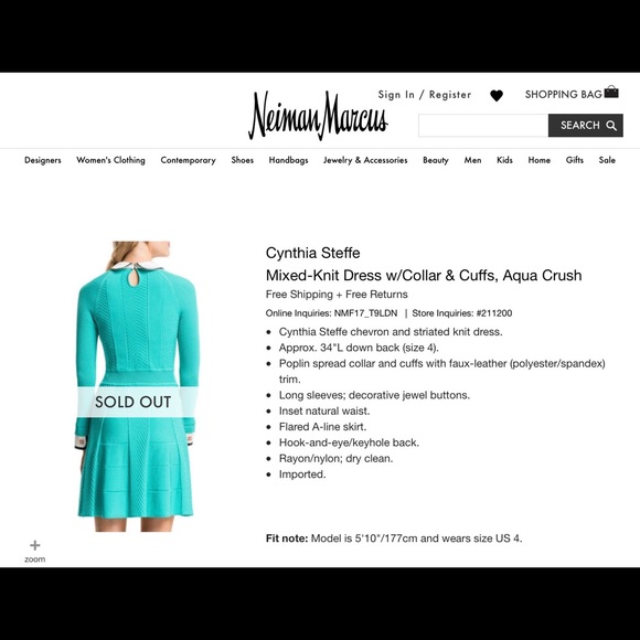 Cynthia Steffe Mixed Knit Collar & Cuff Dress - Picture 3 of 5